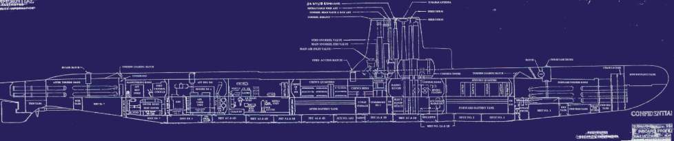 USS Threadfin Guppy Conversion Inboard Profile Blueprint